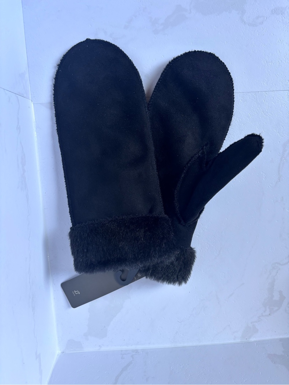 NWT Hot Paws Black Faux Fur Cuff Women's Mittens